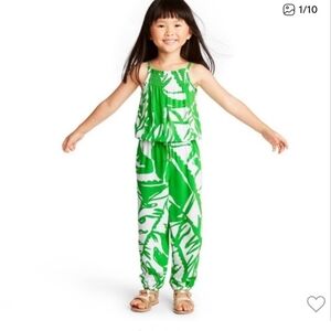 Lilly Pulitzer Green Leaf Print Kids Toddler Romper Outfit Size 4T